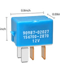 Set Of 2 Beefy 4 Pin Automotive Relay Plug And Play Drop In Replacement For 90987-02027 156700-2870 High Quality Durable AC Relay For Cars Trucks And SUVs blue 12V relay, 0.9 x 0.63 x 0.59 inch