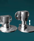 Heavy Duty Stainless Steel Door Stopper Floor Mount with Nails or Sticker Grip, silver finish, secure door holding, anti-pinch design.