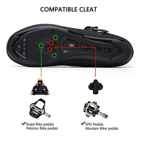 Sole of Mens Womens Cycling Shoes For Peloton Compatible With Clip In Look Delta Cleats Included Preinstalled Black US 13 EU 48