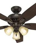 Bronze 52 Inch Indoor Ceiling Fan With Led Lights, Pull Chain Control, Five Blades, Standard Mount, No Remote