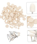 120Pcs Wool Buffing Wheels Set With Mandrel Handle For Rotary Tools Pro Grade Polishing Kit shown with assorted wheel sizes
