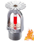 Quick Response Pendent Fire Sprinkler Head With Sixty Eight Glass Bulb And Half Inch Thread showcasing chrome finish and red glass.