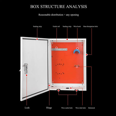 Heavy Duty Outdoor Electrical Enclosure Box For EV Chargers And Outdoor Power Gear With Floor Standing Design Locking Latches For Real World Tough Weather And Rugged Steel Junction Box Built For Industrial And Home Use, open with wiring holes