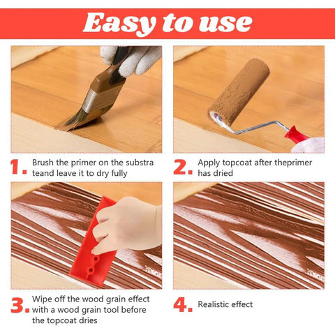 Step-by-step guide using Wood Grain Tool Set 4 Pcs Rubber Graining Rollers For Realistic Wood Texture on surface