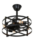 Caged Ceiling Fan With Remote Control And Light, Farmhouse Flush Mount Industrial Low Profile Ceiling Fan, Enclosed Design