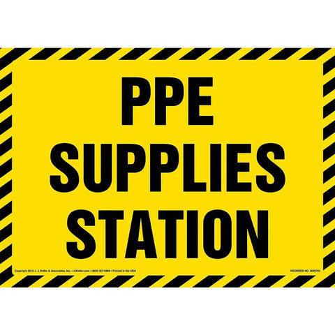 Indoor PPE Station Sign 10 By 7 Inch Plastic With Rounded Corners And 5mm Mounting Holes For Easy Wall Mount Durable High Impact HIPS UV Printed Safety Sign For Personal Protective Equipment Station
