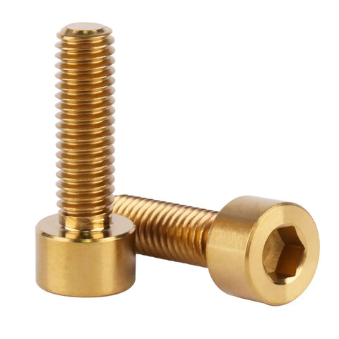 Titanium Bike Bolt M6 X 20mm Hex Set Gold Finish Pack Of 4 For Bike Parts, Ultra Lightweight, High Strength Screws