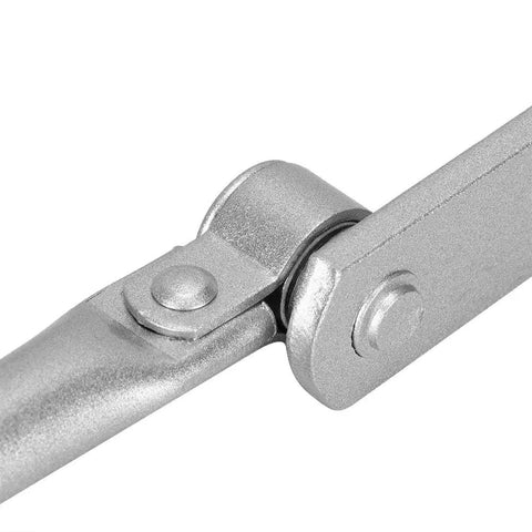 Close-up of an Adjustable Automatic Hydraulic Door Closer with 90 Degree Positioning joint, durable aluminum construction.