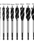 Top Shelf Twist Drill Bit Set For Woodworking, Fast Cutting Auger Bits in various sizes, designed for precision boring tasks.