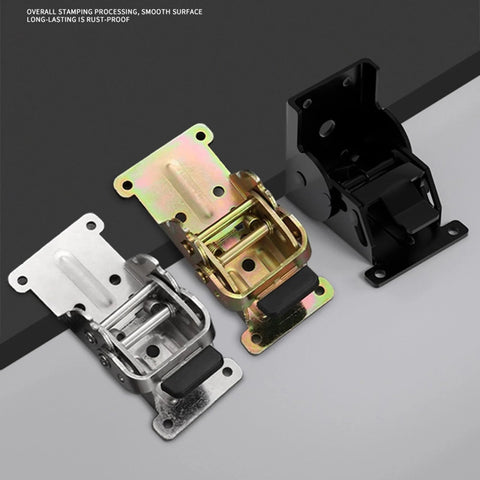 Industrial locking hinge brackets for 180-degree foldable table legs; metal in silver, gold, black, 3-piece set