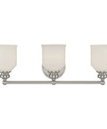 Melrose 3-Light Vanity Light With Vintage White Opal Etched Glass For Retro Modern Bathrooms Vibe Mid Century Modern Style