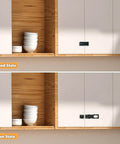 Keyed Hasp Lock 4 Inch Heavy Duty Pack Lock Clasp for Cabinets Black Zinc Alloy shown on cabinet doors in closed and open states