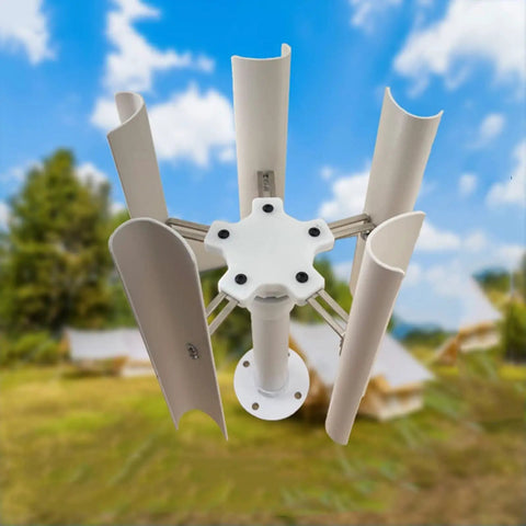 35W Vertical Axis Wind Turbine with 5 blade Portable Breeze Generator for DIY Outdoor Use Off Grid Ready Low Speed Brushless
