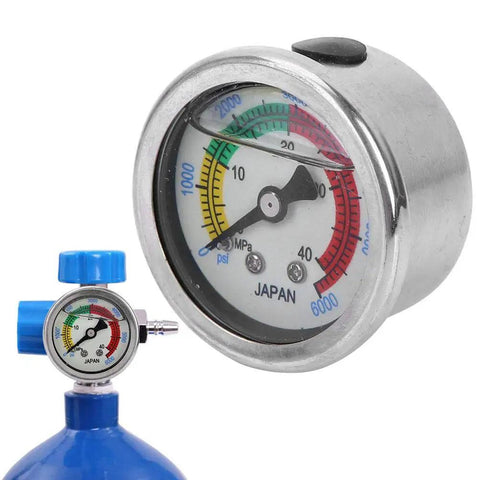 Beefy Pro Grade Dual Scale Liquid Filled Air Pump Pressure Gauge 0-6000 PSI And 0-40 MPa for Dive Gear, featuring stainless steel case