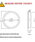 Diagram of 8 Pack Black Closet Door Finger Pulls 1-3/4 Inch Diameter Opening Fits 3/8 Inch Depth Easy Snap In Installation.