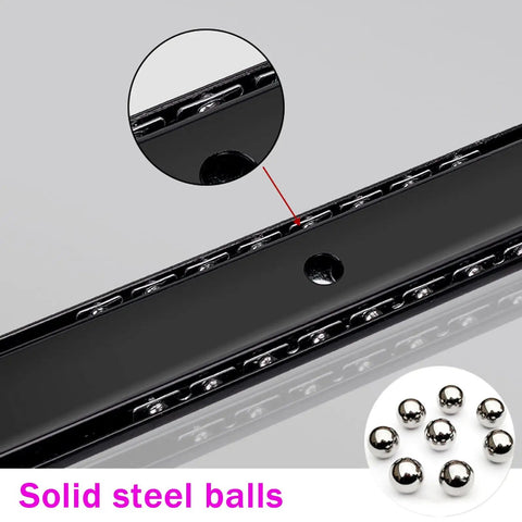 One Pair 14 Inch Heavy Duty Steel Drawer Slides Silent Ball Bearings 40kg Load Capacity close-up of solid steel ball bearings