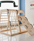Four Pack Solid Safety Playground Handles Featuring Glow Grip Tech Heavy Duty Anti Slip Handholds for Kid Approved Bunk Beds Playsets Climbing Ladders in a playroom setup.
