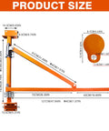 Heavy Duty Wall Mount Jib Crane Hoist Support Arm With 180 Degree Swinging Electric Scaffolding Lift Bracket dimensions showing sizes and details.