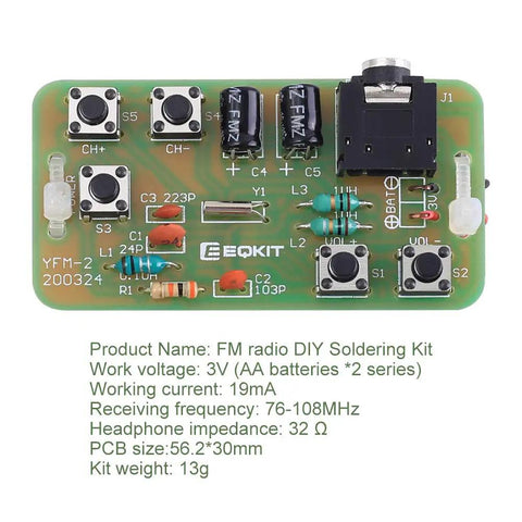 Hands On FM Radio Soldering Kit For Makers And Students 76MHz 108MHz Build A Simple Radio Module with components visible