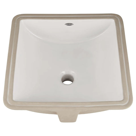 Undercounter Square Lavatory Sink 13 by 13 Inches White, Vitreous China, Customizable Overflow, Includes Mounting Kit for Quick Install