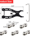Bicycle Chain Repair Tool Kit With Link Plier, 5 Pairs Quick Link Buckles for 10 Speed Chains, product size dimensions.
