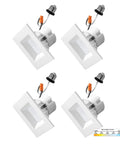 4 Pack 4 Inch Square LED Recessed Retrofit Lights With 5 CCTs 2700K 3000K 3500K 4000K 5000K 750 Lumens 11W Dimmable White Square Trim
