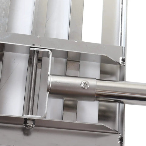 Close-up of Tough As Nails Stainless Steel Lawn Leveling Rake With Adjustable Length showing the four-section design.
