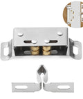 Stainless Steel Double Roller Catch 20 Pack Cabinet Door Stopper with screws for cupboard kitchen soft close, shown installed