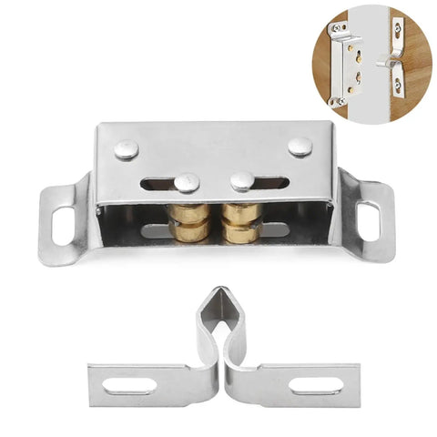 20 Piece Double Roller Cabinet Catch Set Stainless Steel With Spring Tension For Cupboard Kitchen Doors Easy Install Includes Screws