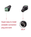 Rock Solid 10 Pack DC 12V Power Connectors 5.5mm X 2.1mm Female Terminal Block Plug And Play Wiring Kit with snap fit housing.