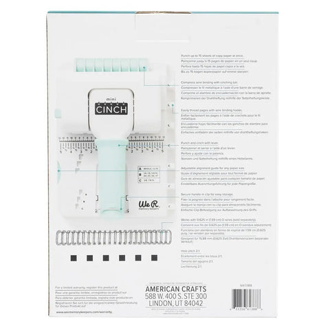 Back packaging of Mini Cinch Binding Tool For DIY Books And Notebooks With Wire Or Spiral Coils Pro Grade Mini Binding Machine