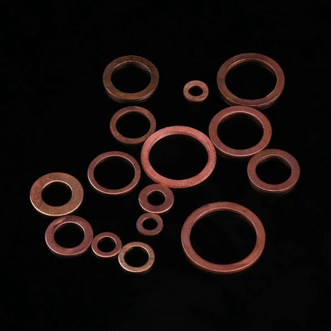 Top Tier Copper Flat Washer Assortment Set With M5 And M22 Sizes Perfect For Grounding Heat Conduction And Bolt Jobs On Machinery Frames Or Plumbing Projects Keeping Your Gear Cool And Connected Like Never Before. copper flat washers assorted sizes