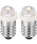 Super Badass Slick E10 Screw Base LED Bulbs Twin Pack DC 12 Volts 0.75 Watt Mini Indicator Lamps side view showing two bulbs.