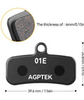 High Performance Semi Metallic Mountain Bike Brake Pads 4 Pairs Copper Fiber Kevlar Material Dimensions Display