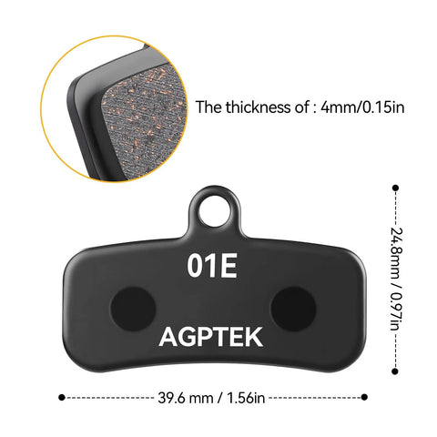 High Performance Semi Metallic Mountain Bike Brake Pads 4 Pairs Copper Fiber Kevlar Material Dimensions Display