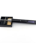 TS21 Pro Grade Soldering Iron Kit with OLED display and solder tip in black aluminum alloy lying on a stand