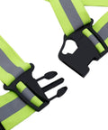 Close-up of buckle on High Visibility Reflective Running Vest Pack of 10 Neon Yellow Lightweight Adjustable Be Seen Safely Outdoors
