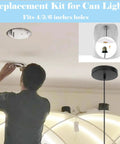 Person installing Kiven Instant Light Conversion Kit for 4/5/6inch Hole on ceiling for pendant light setup.