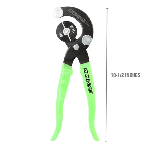 Pro Grade Stainless Steel Tube Bending Pliers For Brake Lines, Multi Size Tool with green handles, 10-1/2 inches