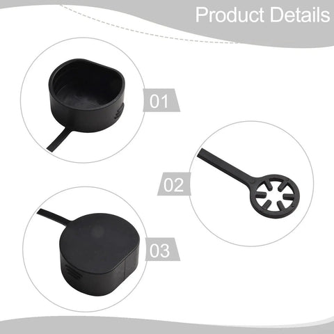 Heavy Duty Type 2 EV Port Covers Weatherproof Dust Caps For Car Charging Stations PVC Socket Guards in black, showing sealing caps and tools.