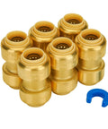 One Half Inch Push To Connect Pex Fittings No Lead Brass For Pex Copper CPVC With Disconnect Clip Pack Of 6 Lead Free Brass