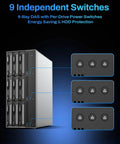 Plug Straight Into Legit Heavy Duty Storage With This Nine Bay External Hard Drive Enclosure featuring independent power switches for each bay.