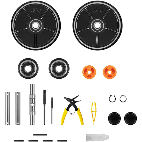 All In One Replacement Kit For Pallet Jack Wheels With Axles And Load Rollers Including Steering Wheels 7 Inch By 2 Inch And Front Load Roller 2.76 By 3.74 Black Poly Tread