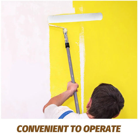 Pro Grade White Fiber Paint Roller Sleeve For Walls With No Fuss Washable Refill Design Featuring Ridiculously Smooth Roll Texture And Dependable Small Size Covers For Quick Home Glow Up in use on a yellow wall.