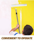 Ultra Smooth Small Paint Roller Cover With Replaceable Sleeve Hella Tough No Drip Design For Walls Ceilings And Furniture Quick Change Nap Fits Standard Frame Tight in use on yellow wall.