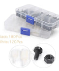 300Pcs M3 Nylon Hex Spacers, Standoffs, Screws, and Nuts Assortment Kit in Black and White, Varied Lengths for DIY Electronics Projects, Durable Nylon Construction and Anti Corrosion Hardware Set in clear organizer box