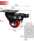 ZEGXUSW 1.5in polyurethane swivel caster with brake and mounting plate; set of 4 for carts and workbenches, heavy-duty