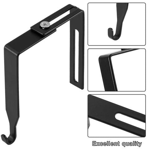 Four Pack Adjustable Cubicle Hangers For Office Partitions And Whiteboards, Universal Metal Hooks with black finish, detail view