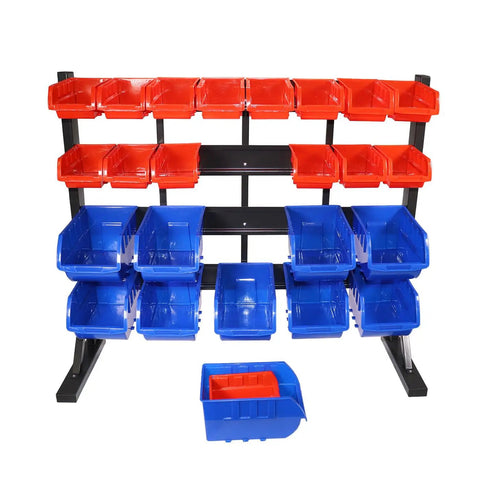 Keep Your Garage Hella Tidy With This Heavy Duty Four Tier Steel Parts Rack And Twenty Six Labeling Bins Built For Nuts Bolts Fasteners And Workshop Gear To Store Everything Organized And Ready To Roll
