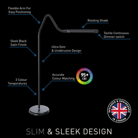 Electra Floor Lamp With Adjustable Color Temperature From Bright White To Cool To Warm Modern Black Standing Light highlighted features